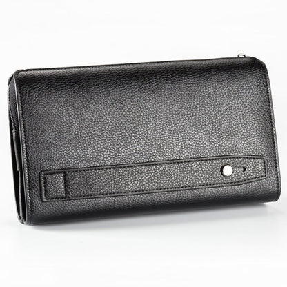 Baellerry Pochette Homme en Cuir PU Style Business Décontracté, Portefeuille Zippé Motif Litchi (Noir)