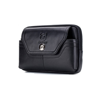 BULL CAPTAIN Sac banane multifonctionnel en cuir pour homme (noir-04)