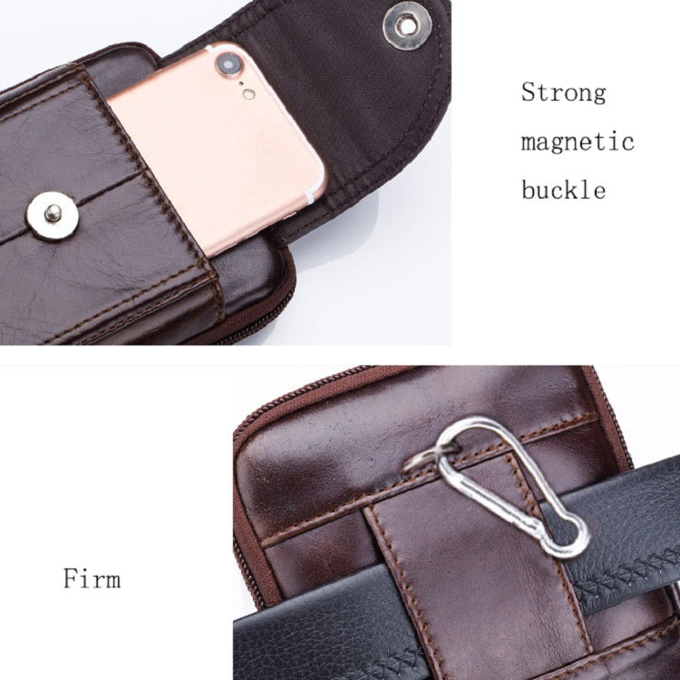 Sac banane multifonctionnel en cuir BULL CAPTAIN pour homme (noir-08)