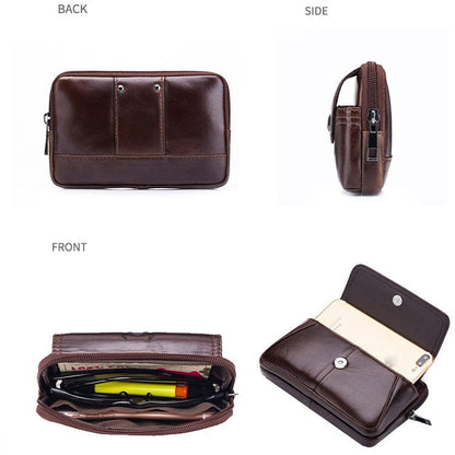 Sac banane multifonctionnel en cuir BULL CAPTAIN pour homme (noir-08)
