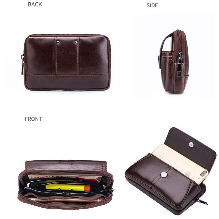 BULL CAPTAIN  Leather Multifunctional Waist Bag For Men(Brown-04)