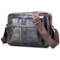 BULL CAPTAIN  Double Layer Leather One Shoulder Messenger Bag For Men(Iron Blue)