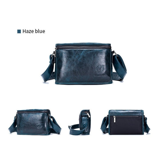 Sac Messenger d'épaule en cuir BULL CAPTAIN pour hommes (Bleu Brume)