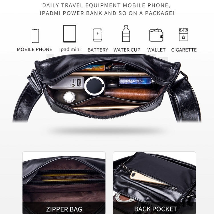 BULL CAPTAIN Leather Shoulder Messenger Bag For Men(Cool Black)