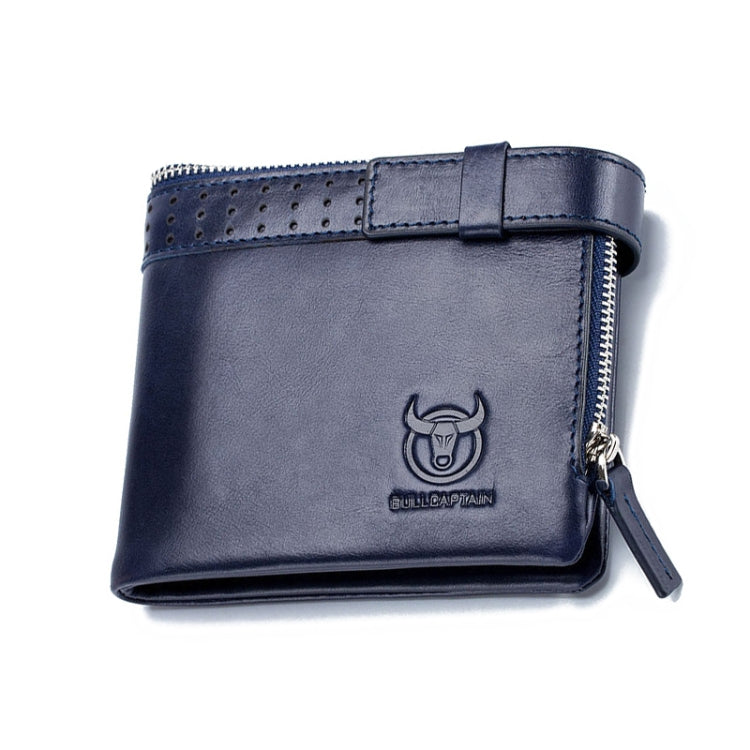 BULL CAPTAIN Portefeuille Anti-Vol en Cuir Brossé Pour Homme (Bleu)