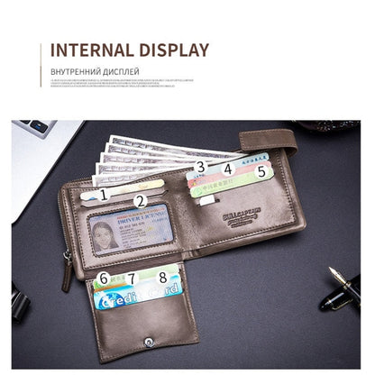 BULL CAPTAIN Anti-theft Brush Leather Wallet For Men(Brown)