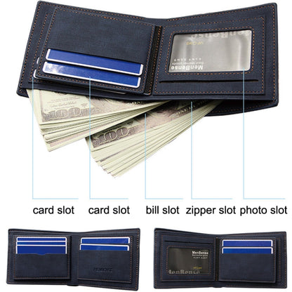 MenBense Large Capacity Short Multi-Card Matte Wallet(Light Brown)