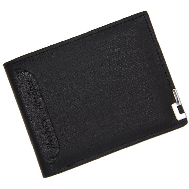MenBense Short Fashion Leisure Iron Side Pumping Card Clip Wallet(Black)