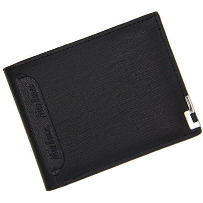 MenBense Short Fashion Leisure Iron Side Pumping Card Clip Wallet(Black)