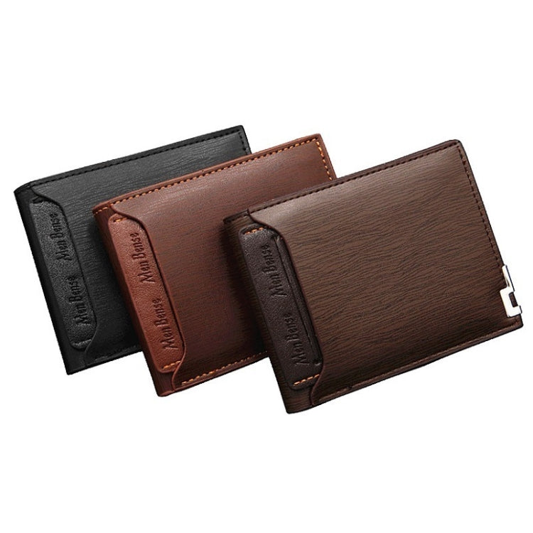 MenBense Short Fashion Leisure Iron Side Pumping Card Clip Wallet(Black)