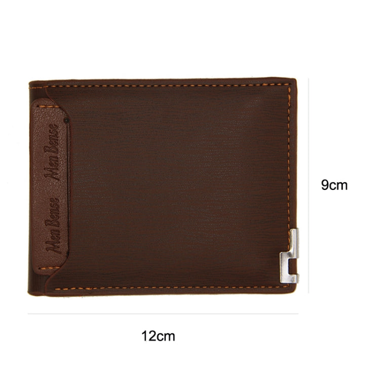 MenBense Short Fashion Leisure Iron Side Pumping Card Clip Wallet(Black)