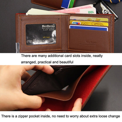 MenBense Short Fashion Leisure Iron Side Pumping Card Clip Wallet(Black)