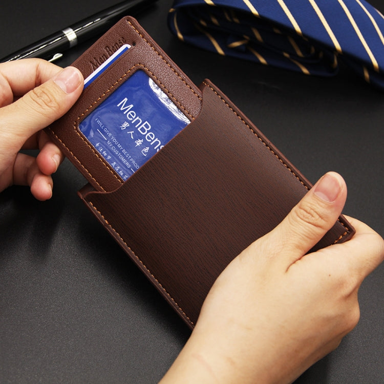 MenBense Short Fashion Leisure Iron Side Pumping Card Clip Wallet(Black)