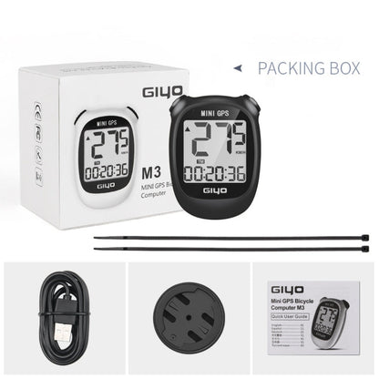Ordinateur de vélo GPS sans fil GIYO M3 avec écran LCD et compteur de vitesse pour vélo de route (blanc)
