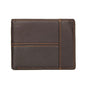 Men Retro Portable Wallet Short Cowhide Leather Wallet(Coffee)