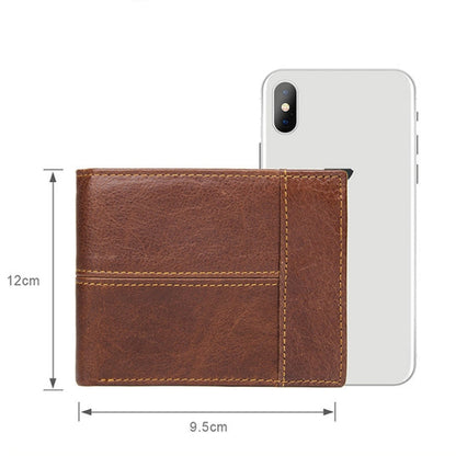 Portefeuille Rétro Homme Portable Court en Cuir de Vachette (Noir)