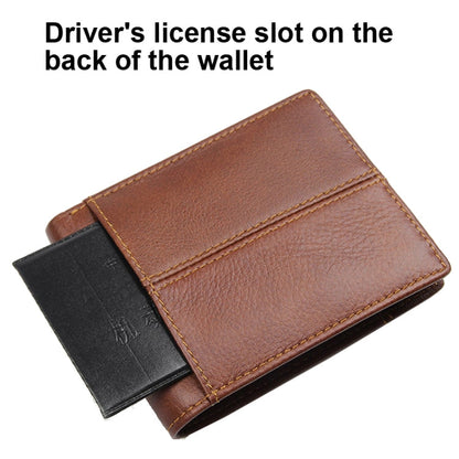 Portefeuille Rétro Homme Portable Court en Cuir de Vachette (Noir)