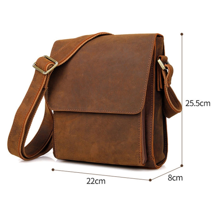 Vintage Crazy Horse Leather Men Shoulder Bag Messenger Bag(Black)