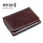 Men Casual Retro RFID Blocking Anti-Scanning Cowhide Leather Short Wallet(Chocolate Color)