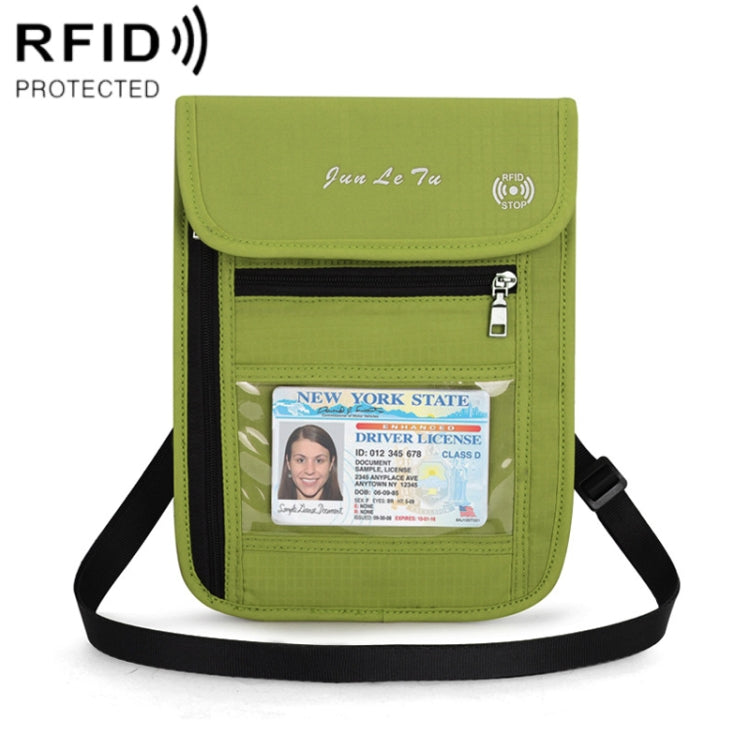 JunLeTu Multifunctional Messenger RFID Anti-Theft Passport Storage Bag(Green)
