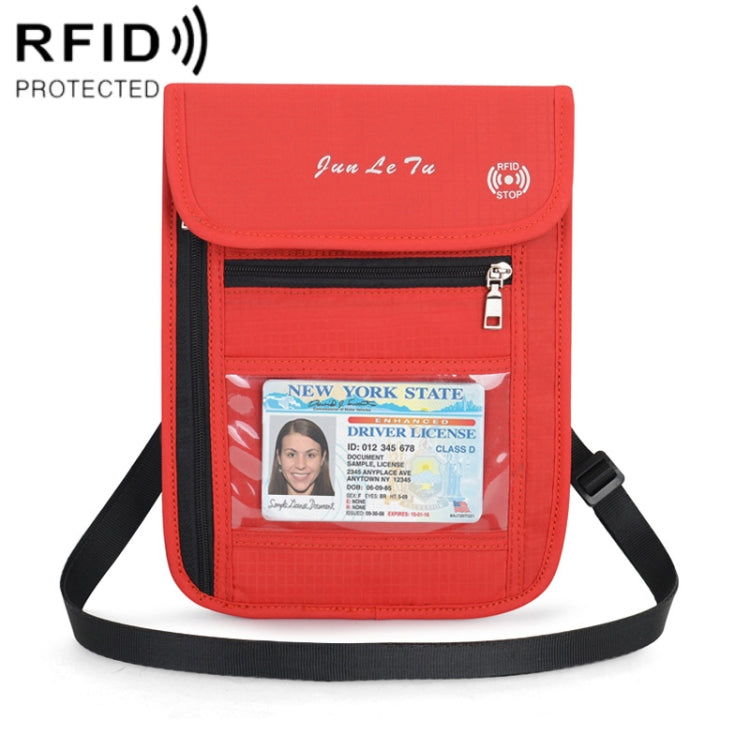 JunLeTu Multifunctional Messenger RFID Anti-Theft Passport Storage Bag(Red)