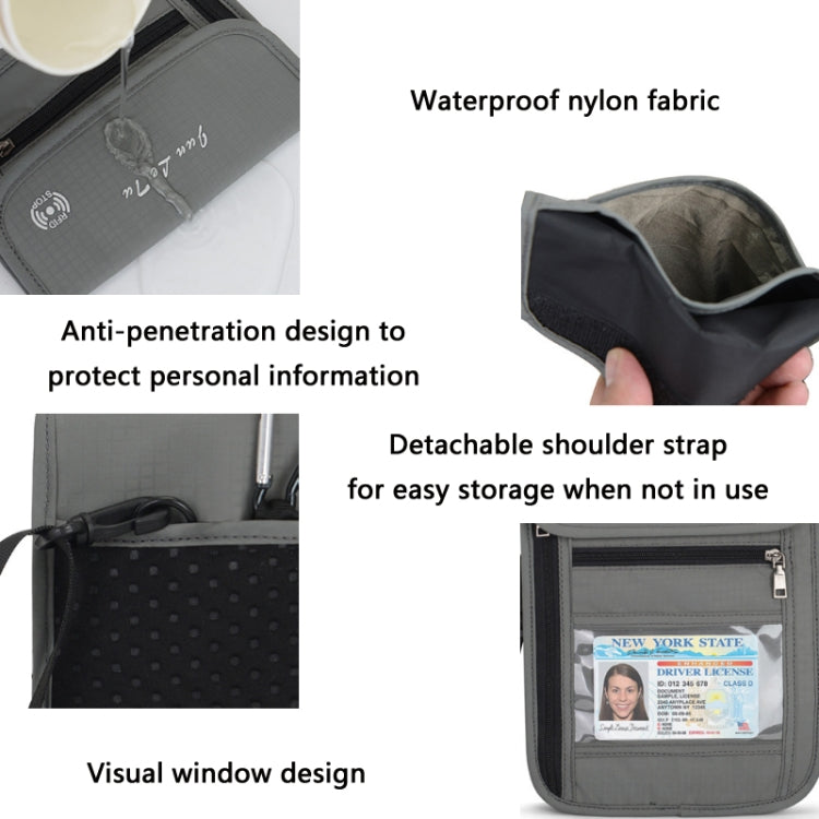 JunLeTu Multifunctional Messenger RFID Anti-Theft Passport Storage Bag(Light Grey)
