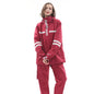 Raninfreem Outdoor Fashion Double Riding Reflection Raincoat Rain Pants Suit L(Jujube Red)