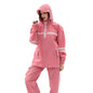 Raninfreem Outdoor Fashion Double Riding Reflection Raincoat Rain Pants Suit XL(Cherry Powder)