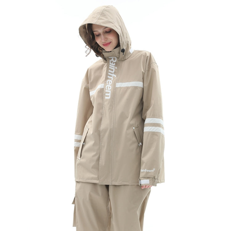 Raninfreem Vêtements d'extérieur Mode Double Veste de Pluie Réfléchissante et Pantalon de Pluie XL (Marron Clair)