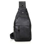 Casual Men Chest Bag First Layer Cowhide Messenger Bag(Black)