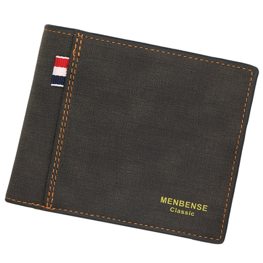 Portefeuille Homme en PU Givré MenBense Grand Format Rétro Tendance à Trois Volets (Noir)