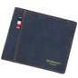 MenBense Frosted PU Short Large Capacity Fashion Retro Three Fold Bag Men Wallet(Navy)