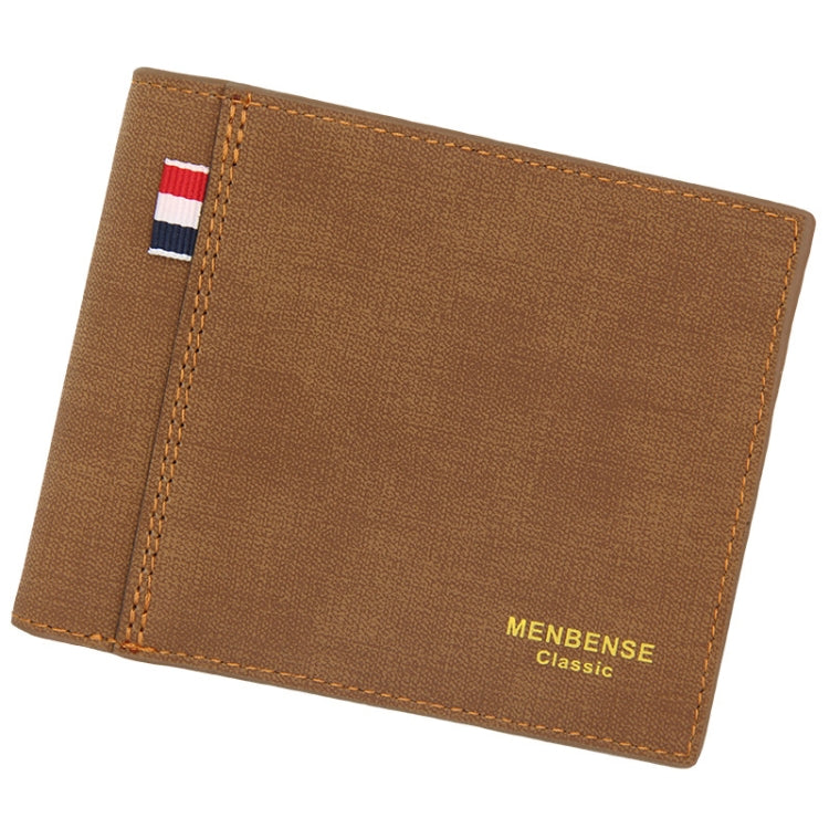MenBense Frosted PU Short Large Capacity Fashion Retro Three Fold Bag Men Wallet(Light-Light)