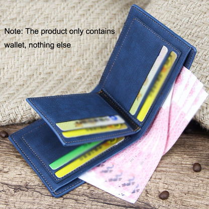 MenBense Frosted PU Short Large Capacity Fashion Retro Three Fold Bag Men Wallet(Navy)