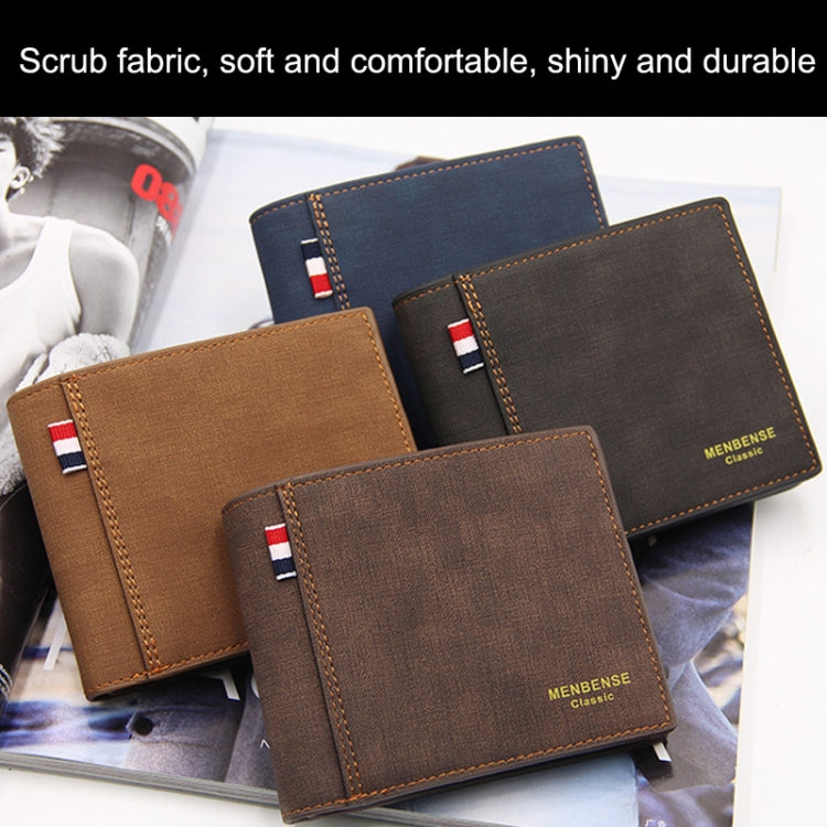 MenBense Frosted PU Short Large Capacity Fashion Retro Three Fold Bag Men Wallet(Navy)