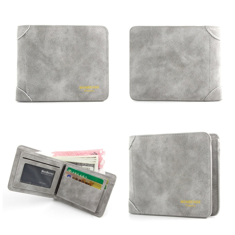 Portefeuille homme mat Menbense grande capacité à la mode décontracté (gris clair)
