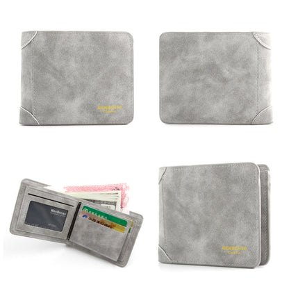 Portefeuille homme mat Menbense grande capacité à la mode décontracté (gris clair)