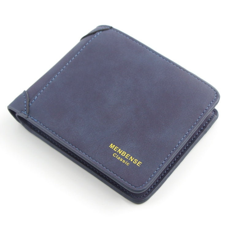 Menbense Matte Short Large Capacity Fashion Casual Adapter Male Wallet(Navy Blue)
