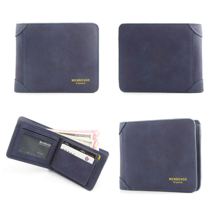 Menbense Matte Short Large Capacity Fashion Casual Adapter Male Wallet(Navy Blue)