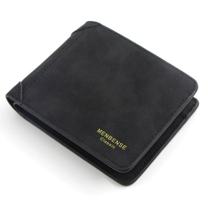 Menbense Matte Short Large Capacity Fashion Casual Adapter Male Wallet(Black)