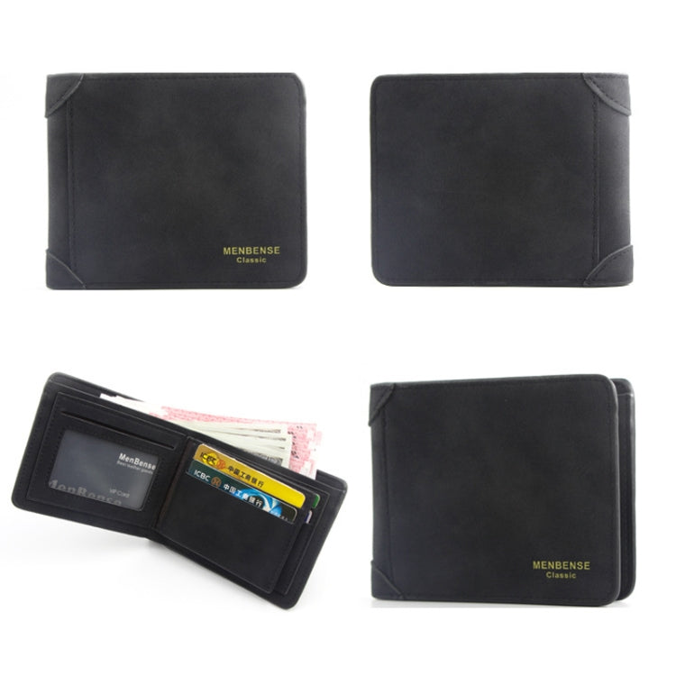 Menbense Matte Short Large Capacity Fashion Casual Adapter Male Wallet(Black)