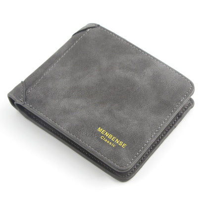 Menbense Matte Short Large Capacity Fashion Casual Adapter Male Wallet(Dark Gray)