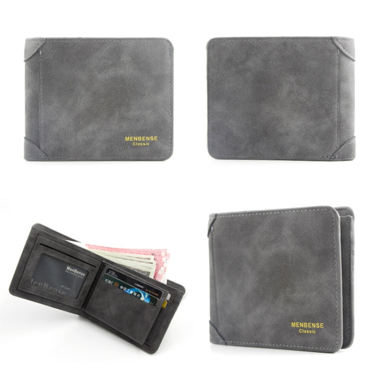 Menbense Matte Short Large Capacity Fashion Casual Adapter Male Wallet(Dark Gray)
