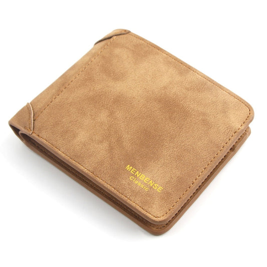 Portefeuille masculin décontracté à grande capacité et mat Menbense (marron clair)
