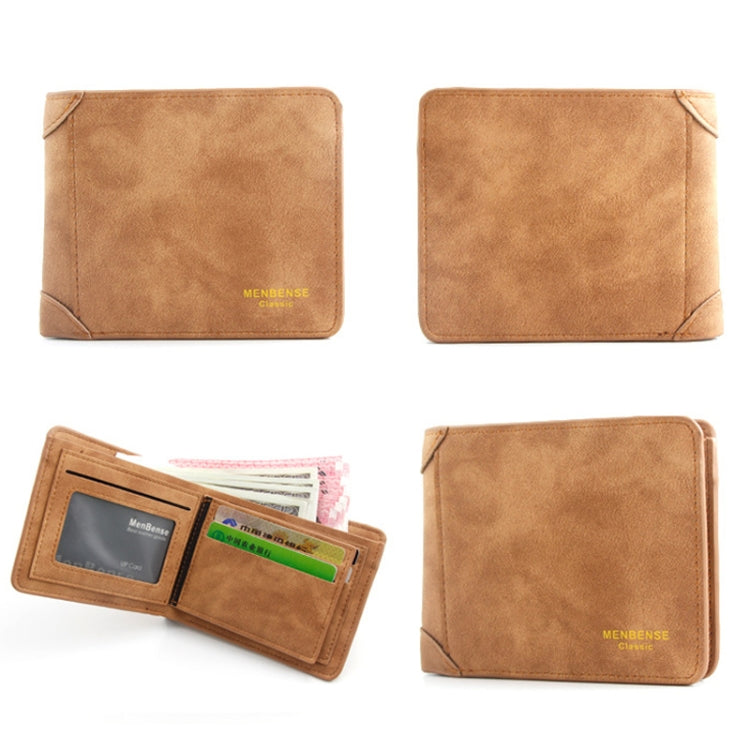 Menbense Matte Short Large Capacity Fashion Casual Adapter Male Wallet(Light Brown)