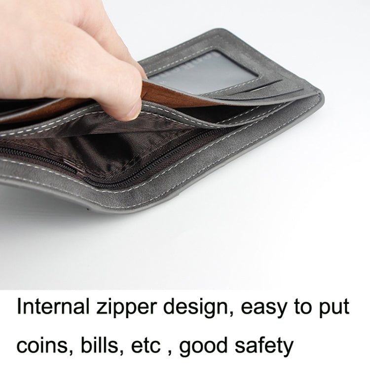 Menbense Matte Short Large Capacity Fashion Casual Adapter Male Wallet(Dark Gray)