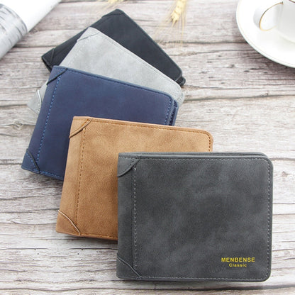 Menbense Matte Short Large Capacity Fashion Casual Adapter Male Wallet(Navy Blue)