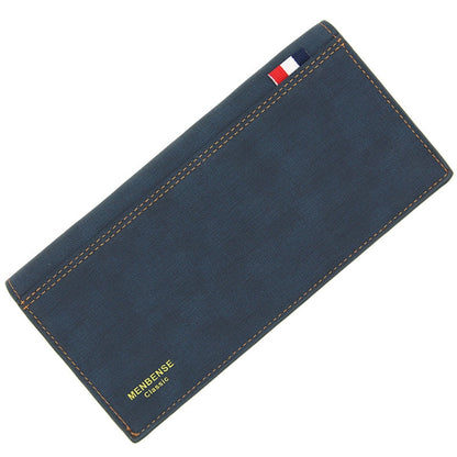 MenBense Matt Male Wallet Long Fashion Large Capacity Male Wallet(Navy Blue)