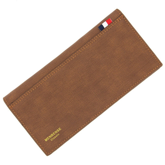 Portefeuille homme long MenBense Matt, grande capacité (marron clair)