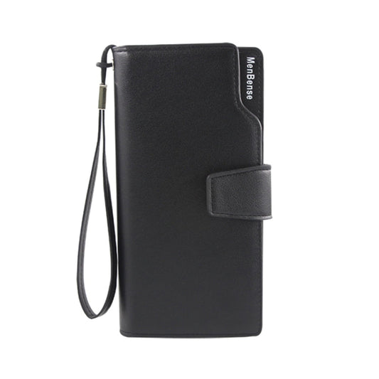 Menbense Fashion Business Simple Handbag PU Large Capacity Male Wallet(Black)